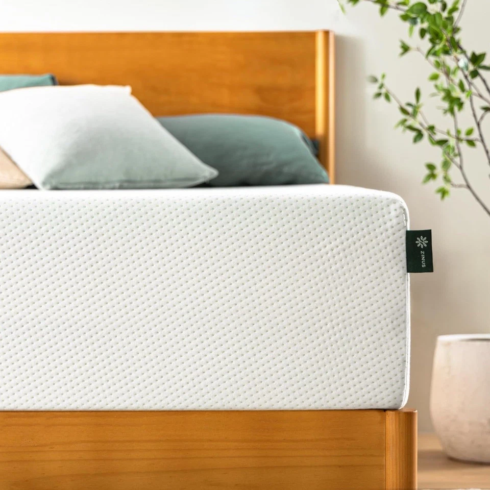 Colchón de té verde de espuma viscoelástica Zinus AZ-BTCM-12Q, Queen - blanco Foto 1 de 4