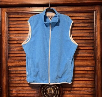 NWT Designer Peter Millar Blue Fleece Warm Golf Vest With 4 Pockets Mens Size XL - Image 1 of 4