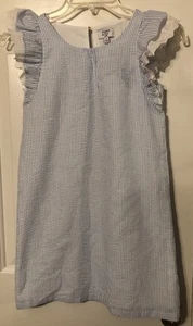 Girl’s Crown & Ivy Blue & White Stripe Seersucker Dress Sz 8 Item #1534 - Picture 1 of 9