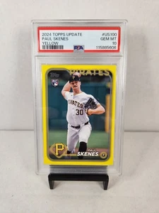2024 Topps Update US100 Paul Skenes Yellow RC PSA Gem Mint 10 Pirates Rookie - Bild 1 von 3