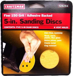Craftsman 5-Pack Fine 150 Grit 8 Hole  5" Sanding Discs  #928284 - Picture 1 of 2