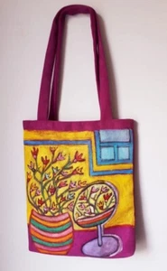Art Tote Bag “Bouquet Looking in the Mirror” – Hand-Painted by Tanya Turanova - Afbeelding 1 van 8