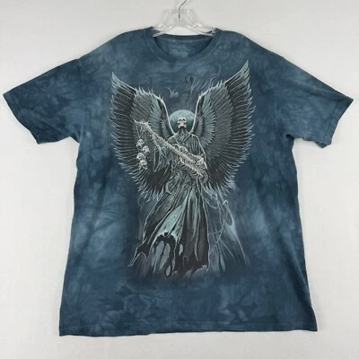 Camiseta The Mountain Para Hombres XL Azul Segador Esqueleto Alas de Ángel Tie Dye Hecha en EE. UU. Foto 1 de 4