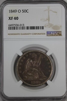 1849-O .50 NGC XF40 1800's Half Dollar, Liberty Seated Half, 50 Cents - Image 1 of 2