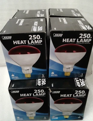 QTY 10  - FEIT Electric BR40/RED 120 Volt Red Heat Lamp 250 Watt - New in Box - Image 1 of 4