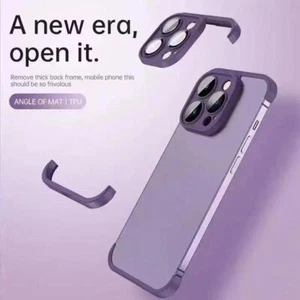 Case for iphone 15 Pro Max Frameless Bumper Glass Access Cover Lens Protect Q5J2 - Picture 1 of 28