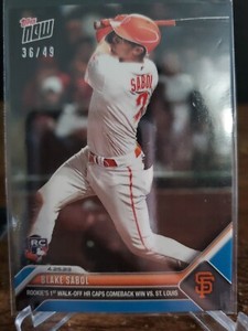 Blake Sabol Rookie Card BLUE LE 36/49 Parallel 2023 Topps Now 184 Giants