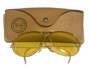 B&L RAY-BAN USA Artisa Gold AMBERMATIC SHOOTER Aviator Sunglasses W/Case-Vintage - Picture 1 of 14