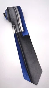 BOCA CLASSICS Vintage 100% Silk Necktie Designer Geometric STRIPED Blue/Gray EUC - Picture 1 of 4