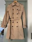 M&S Collection Classic Tan Beige Camel Sand Belted Trench Coat Raincoat Size 8