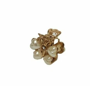 Mini garra de pelo perla retro estrás mariposa corazón perla clip de cabello pequeño - Imagen 1 de 3
