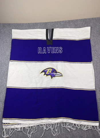 Baltimore Ravens Poncho Sweater Throw One Size Purple White NFL Football Party Cover