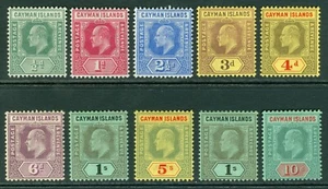 Sg 25-34 Îles Caïmans 1907.½ D To 10 Set 10. Fin Monté Excellent État Chat - Picture 1 of 1