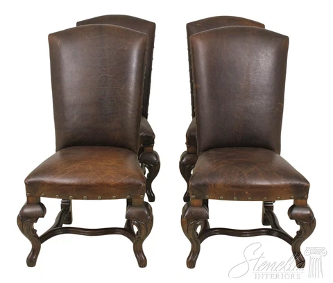 L57980EC: Set of 4 EJ VICTOR Continental Leather Dining Chairs Cover