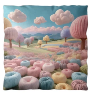 Nursery KidsRoom Throw Pillow Yarn Flower Field 12x12" 16x16",24x24" Polyester - Picture 1 of 6