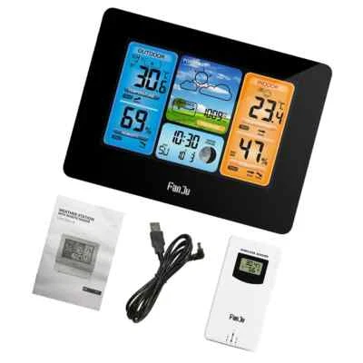 FanJu FJ3373 Funk-Wetterstation - Black - Innen- Außenthermometer und Hygrometer - Bild 1 von 4