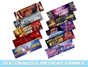 Personalisiertes Superhelden-Design Geburtstagsbanner Kind Party Dekoration Kinder 28 - Bild 1 von 22
