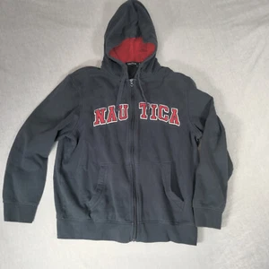 Sudadera con Capucha Nautica Crew Para Hombre Azul Talla L Cremallera Completa Vellón Aparejo Elevado Sarga Letras - Imagen 1 de 15