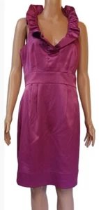 Dressbarn Women's Size 10 Purple Sheath Dress Ruffled Neckline Sleeveless - Picture 1 of 9