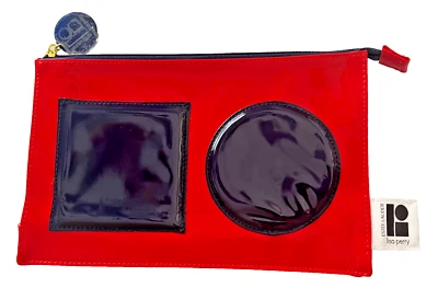 Bolso de Maquillaje Cosmético Estee Lauder Lisa Perry en Rojo + Azul Marino Círculo Cuadrado NUEVO Foto 1 de 4