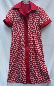 Vestido para mujer Carolina Herrera talla 6 plisado rojo blanco bordado botones - Imagen 1 de 10