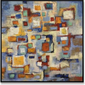 Abstract Painting Geometric Colorful Painting Modern Cubist Wall Art 40"x40" - Picture 1 of 7