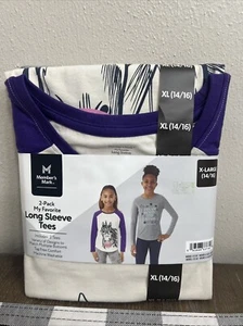 Member's Mark 2 Pack Girls Long Sleeve T-Shirts - New - Size X-Large 14/16 - Picture 1 of 5