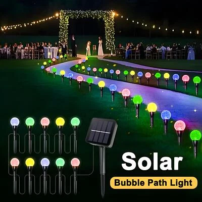 Juego de 1 luces LED solares para césped con bola de burbujas impermeables de camino solar Foto 1 de 4