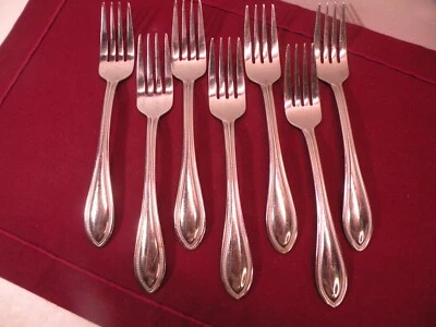 Juego de 7 tenedores de ensalada de acero inoxidable con cuentas toscanas de toalla de 7 1/2" Foto 1 de 4