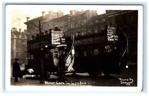 Automóviles Londres Inglaterra RPPC Dewars Gossages Anuncios AZO Postal D11 - Imagen 1 de 2