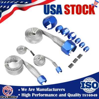 Radiator Hose Sleeving Kit Stainless Steel Braided Dress-Up Hose Cover Blue New - Image 1 of 4