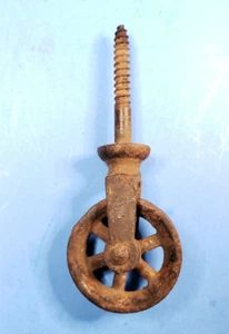 Plant Hanger Pully Wheel Spoked Screw End Cast Iron 1 3/8" x 3/8" Steampunk - Picture 1 of 5
