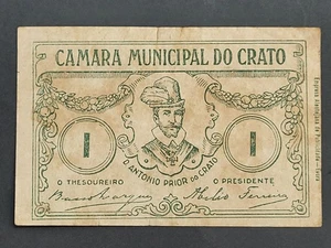 PORTUGAL EMERGENCY PAPER MONEY CAMARA MUNICIPAL DO CRATO 1 CENTAVO Notgeld - Picture 1 of 4