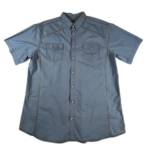 BKE Buckle Athletic Fit Kurzarm Pearl Snap Shirt Blau & Grau Herren Gr. XL - Bild 1 von 7