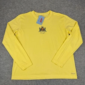 Life Is Good T-Shirt Long Sleeve Campfire Yellow Womens Large L - Picture 1 of 9