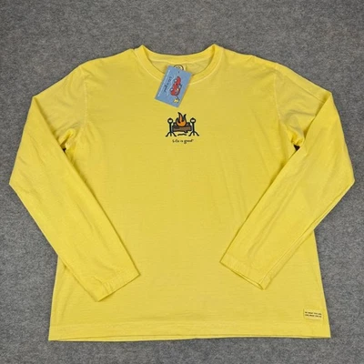 Camiseta Life Is Good Manga Larga Fogata Amarilla Mujer Grande L Foto 1 de 4