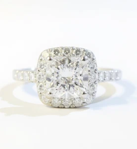 Christmas Gift Engagement Ring IGI Lab Grown Diamond 950 Platinum 2.30Ct Cushion - Picture 1 of 9