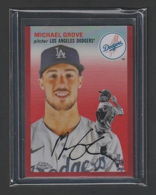 Michael Grove 2023 Topps Chrome Platinum #39 Red Refractor 3/5 Dodgers Rookie - Image 1 of 2