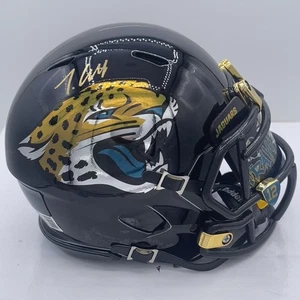 Travis Hunter Jacksonville Jaguars signed chrome Black mini helmet CHROME DECALS - Picture 1 of 4