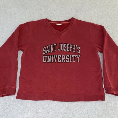 Sudadera De Colección JanSport Saint Joseph’s University Mujer’s M Red Flock Cuello en V Y2K Foto 1 de 4
