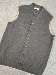 Chaleco Brunello Cucinelli 100% Cachemira Botón Frontal Gris IT-52 Hecho en Italia LEER - Imagen 1 de 10
