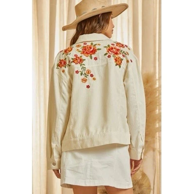Chaqueta Savanna Jane Bordada Floral Crema Marfil Pana Mediana Foto 1 de 4