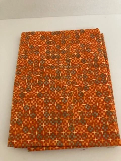 Fat Quarter - Orange Background with Teal and Orange Accents - Pretty - New - Image 1 of 1