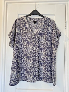 EAST Boutique Grey Floral Print 100% Silk Blouse Top Smock UK 16 - Picture 1 of 5