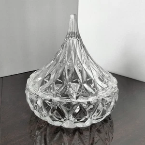 Hershey Kiss CANDY DISH Crystal Hand Crafted Glass Covered Diamond Pattern - Picture 1 of 6