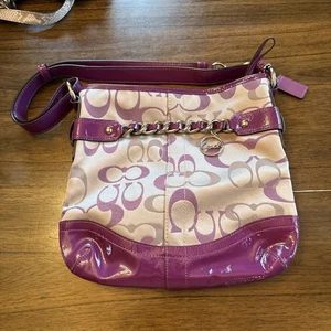 vintage coach bags authentic Purple Canvas And Leather Logo Bag - Picture 1 of 6