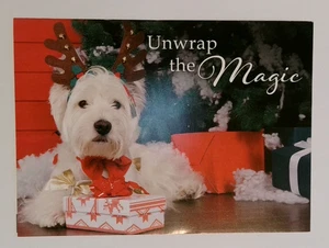 Süßes Welpen Rentier Kostüm Weihnachtskarte AUSWICKELN die Magie - Bild 1 von 4