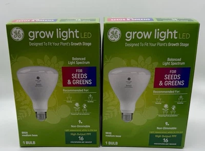 (2) Светодиодная лампа GE Grow для семян и зелени BR30 среднее основание 9 Вт - Изображение 1 из 2