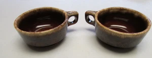 "Juego de 2 tazas de sopa redondas de 5" de cerámica marrón esmalte por goteo de casco ~ - Imagen 1 de 7