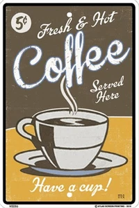 Fresh Coffee Schild NEU 10 x 15 Vintage - Bild 1 von 1